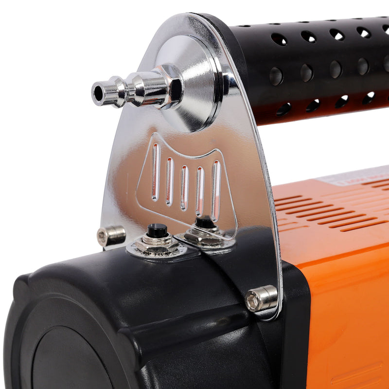 Heavy Duty 12V Air Compressor, Tire Inflator With Pressure Gauge, Compact Size - Black / Orange