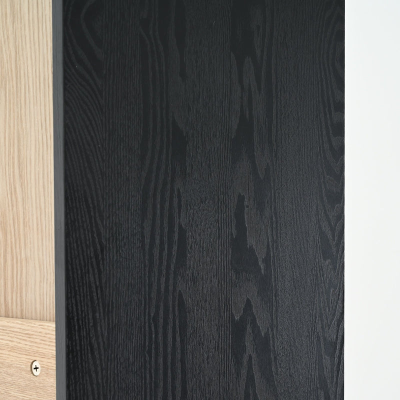 Style Tall Display Cabinet With Glass Doors For Collectibles - Black