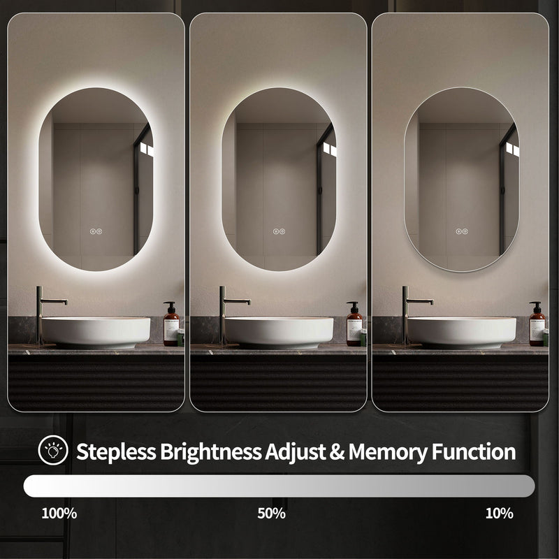 Smart Wall Mounted LED Touch Screen Mirror With Anti-Fog Function And Adjustable Lighting