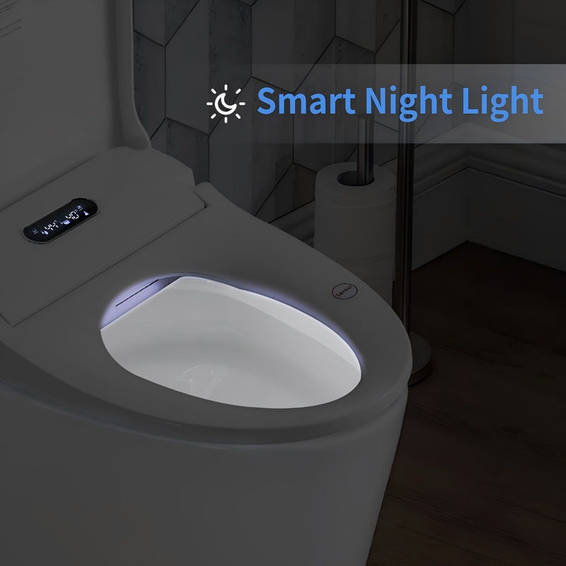 Smart Bidet Toilet Seat With Side Knob Adjustable Heated Seat With Water Temperature And Pressure Adjustment Portable Bidet - White