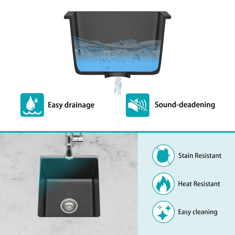 Quartz Composite Undermount Single Bowl Kitchen Sink