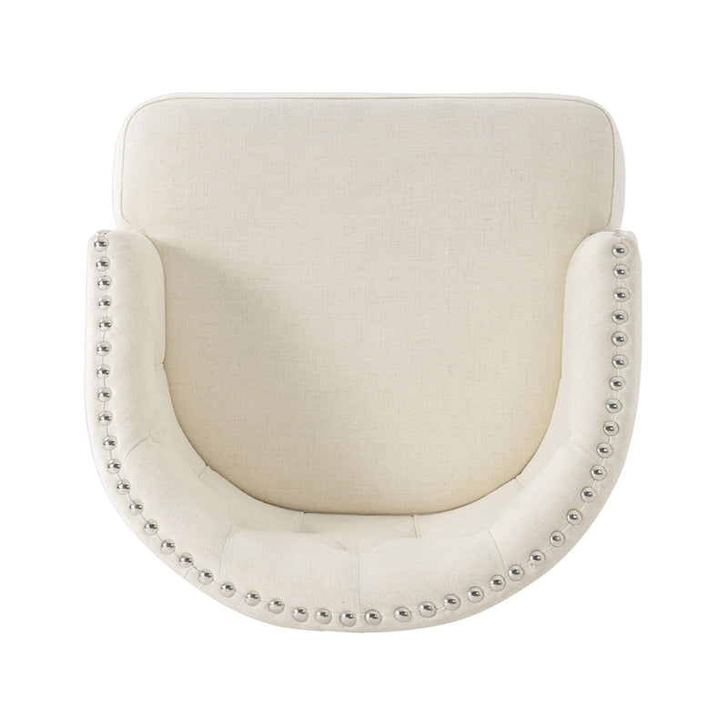 360 Degree Swivel Bar Stool & Stunning Nailhead Trim (Set of 2) - Beige