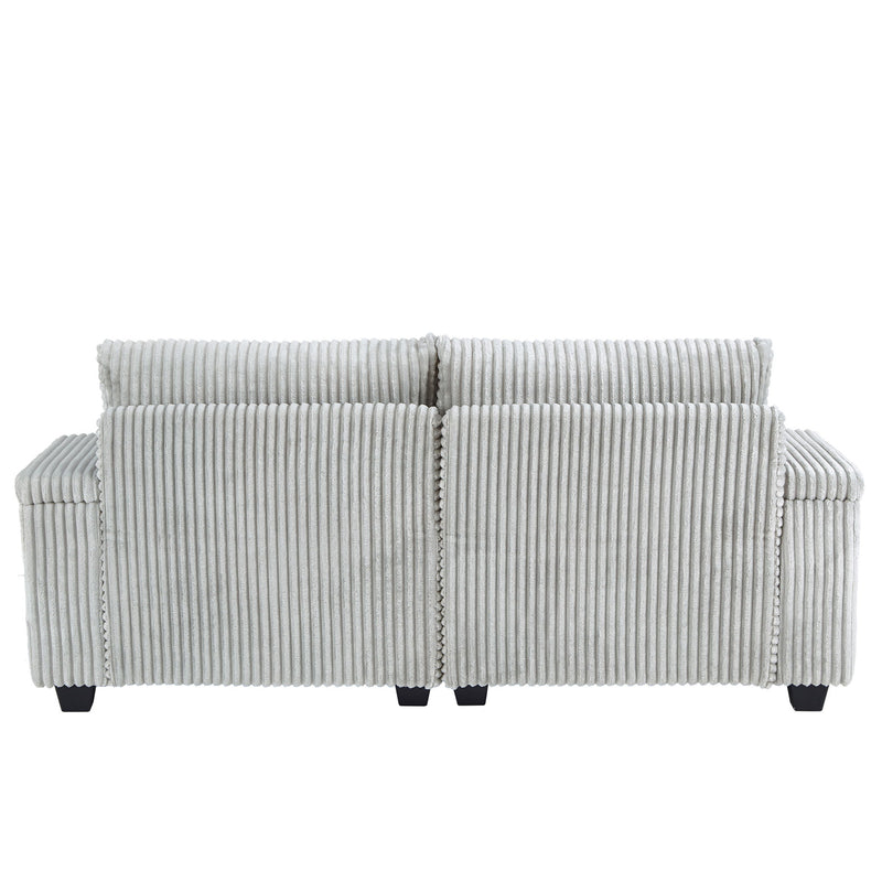 Chaise Sofa With Adjustable Backrest, Cup Holders, Phone Holder & Storage Compartments For Living Room - Light Gray