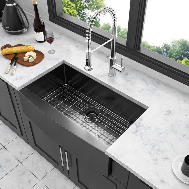 Farmhouse Kitchen Sink, Stainless Steel, Apron Front