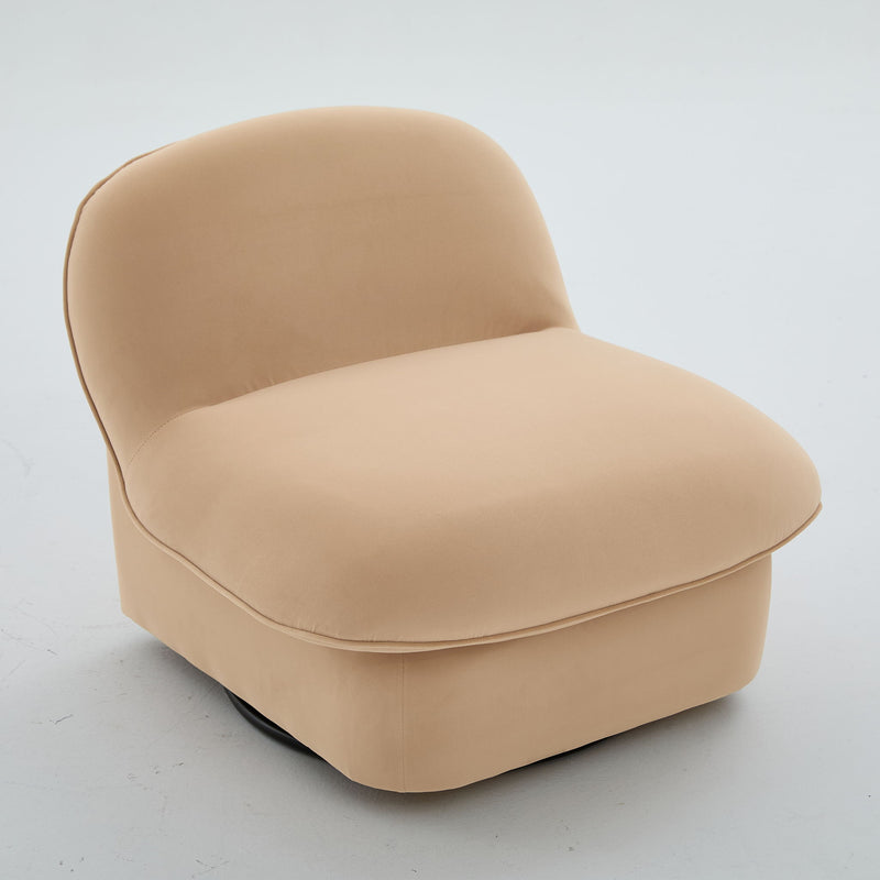Pumpkin Shaped Swivel Accent Chair, 360 Degree Rotation For Living Room