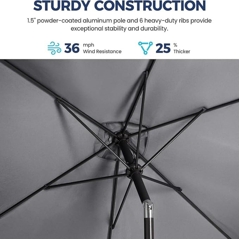 Rectangular Patio Umbrella With Crank Tilt, Polyester UV-Resistant Canopy
