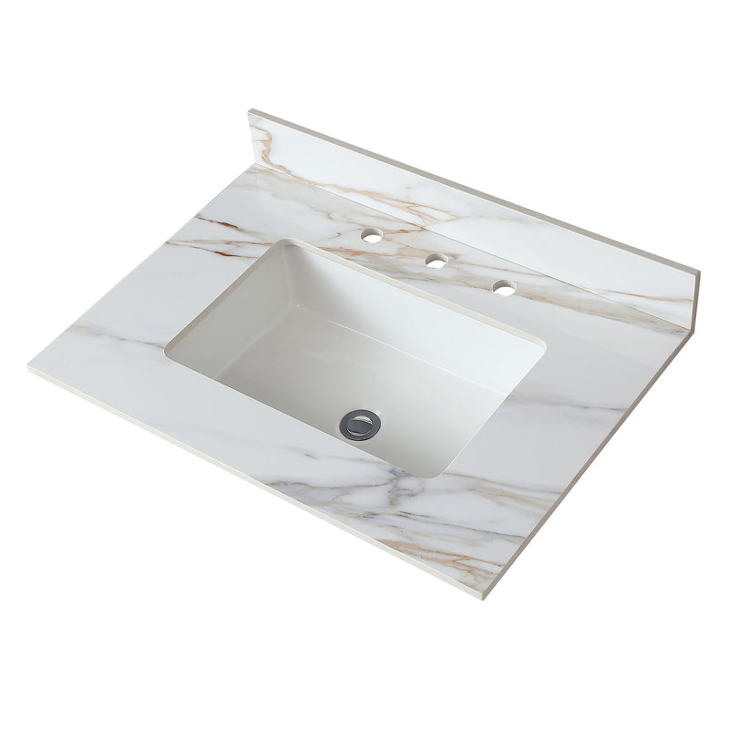 Vanity Top With Undermount Sink And Backsplash, Sintered Stone