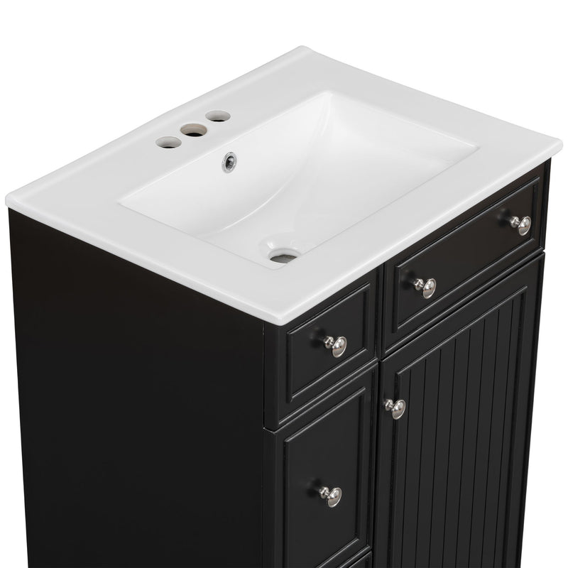 Transitional Style Bathroom Vanity Cabinet With Ceramic Sink