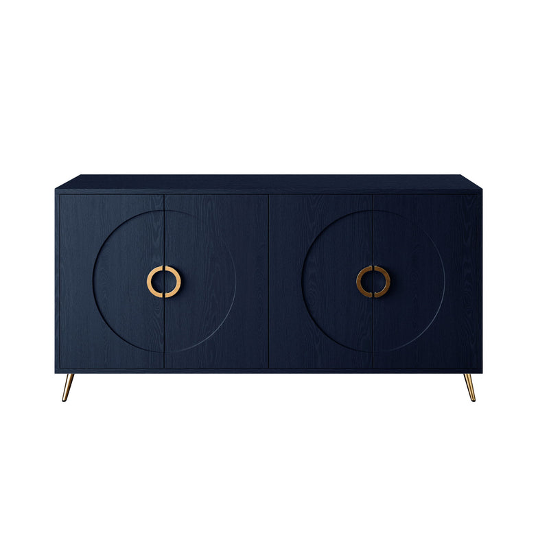Modern Lacquered 4 Door Wooden Cabinet Sideboard Buffet Server Cabinet Storage Cabinet, For Living Room, Entryway, Hallway, Office, Kitchen And Dining Room