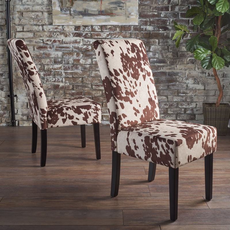 Contemporary Dining Chair With Rubberwood Legs (Set of 2)
