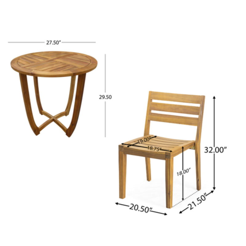 Outdoor 3 Pieces Dining Set - Teak