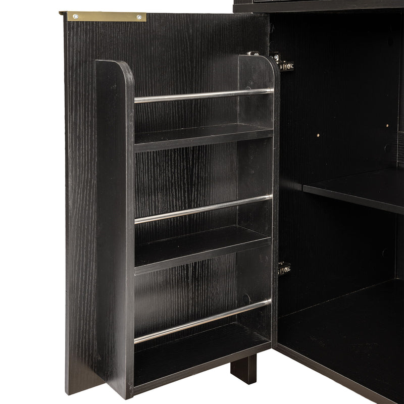 Fluted Tall Arched Pantry Cabinet With Adjustable Shelves