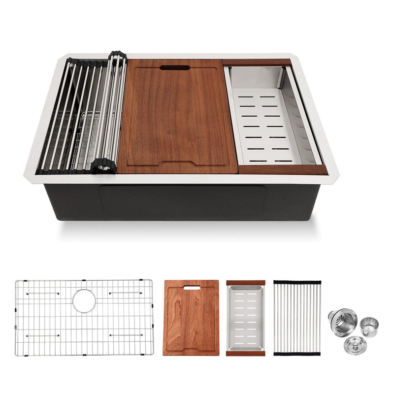 Single Bowl, Undermount Workstation, Kitchen Sink With Accessories