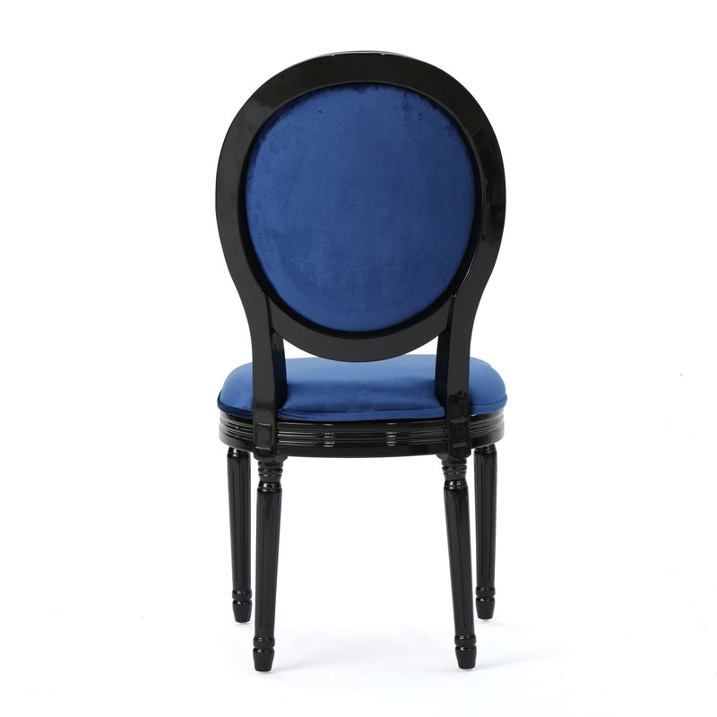 French Country Inspired Dining Chair With Iconic Round Backrest - Navy Blue