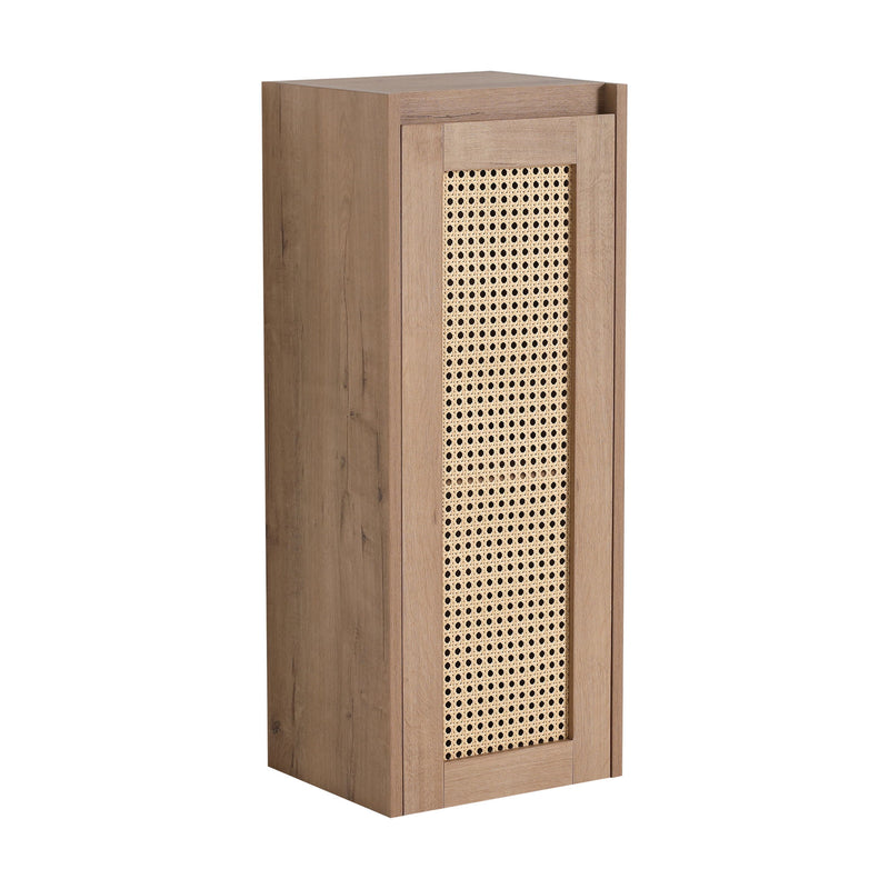 Contemporary Wall Mounted Bathroom Vanity With Resin Sink And 2 Side Cabinet - Imitative Oak