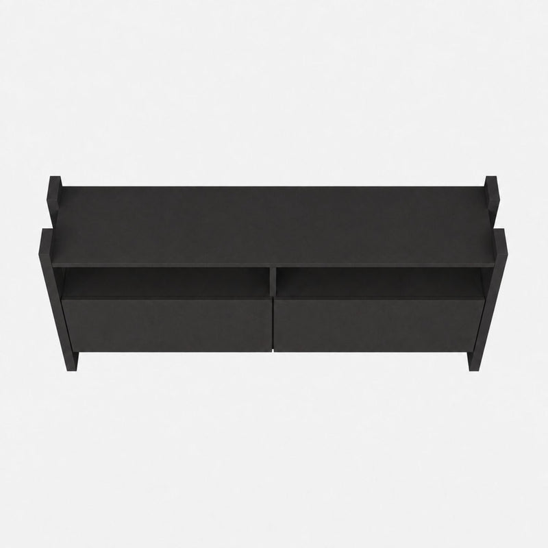 TV Stand For TVs Up To 55" With Open Shelves And 2 Drawers - Carbon Gray