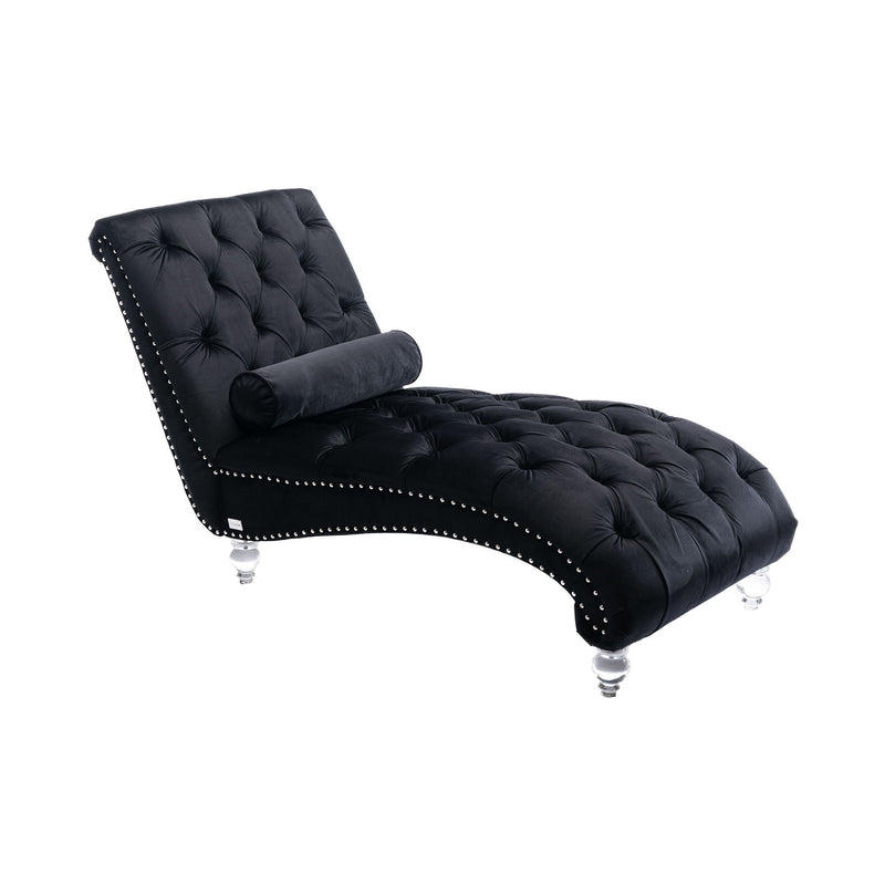 Chaise Lounge Indoor, Button Tufted Upholstered Chaise Lounge Chair With Pillow