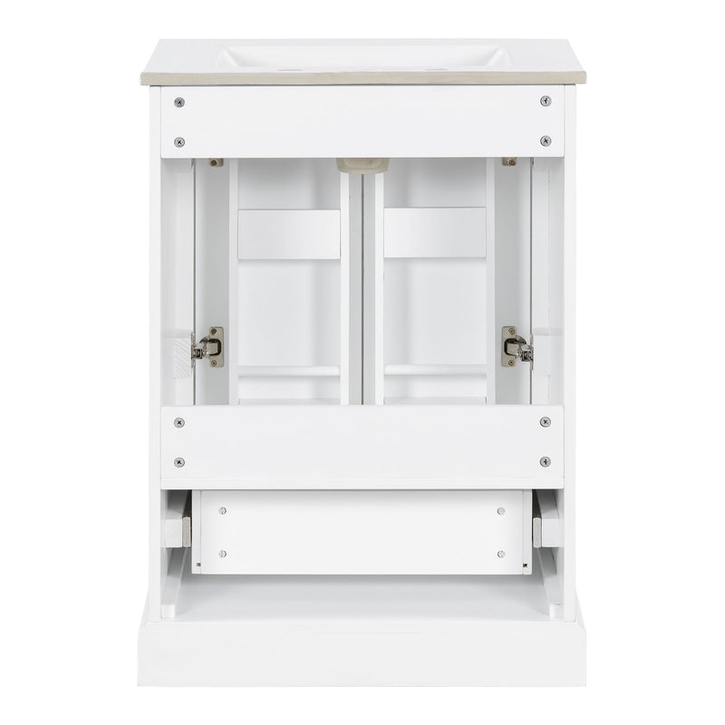 Bathroom Vanity With Sink, 1 Divided Drawer And 2 Soft Close Doors With Double Shelf