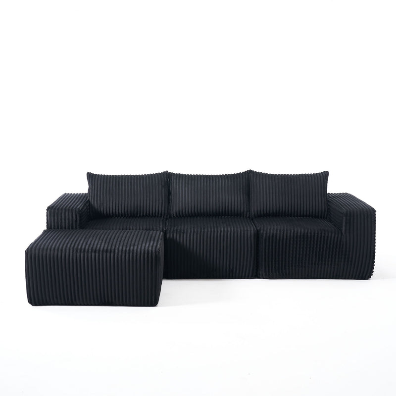L - Shape Modern Minimalist Modular Sectional Sofa, Upholstered Cloud Couch With Deep Seats