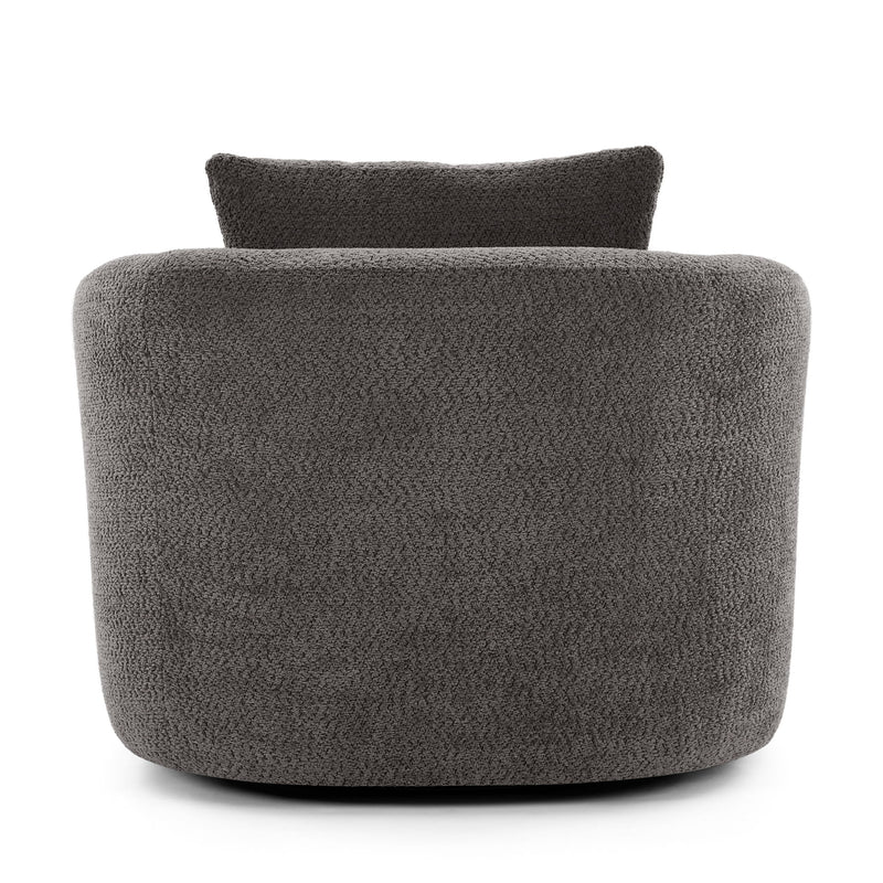 360° Swivel Barrel Sofa Chair With Throw Pillow, Upholstered Accent Chair