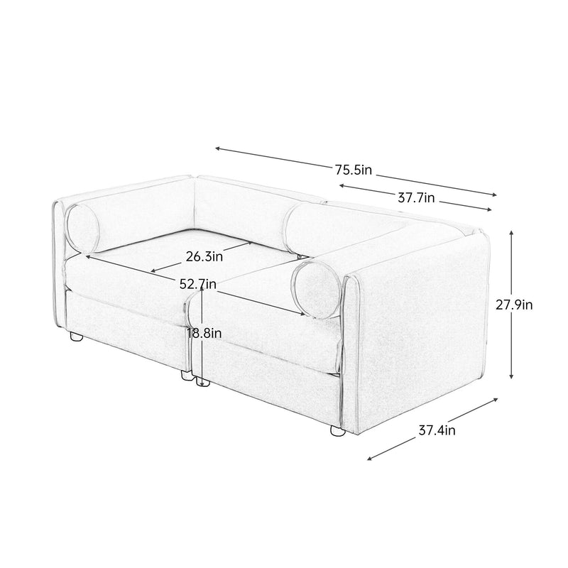 Stylish Sofa With Storage Seat And Cylindrical Backrest