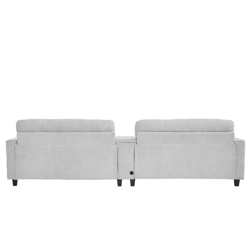Modern Sectional Sofa U-Shaped With Movable Ottomans, tooth Speakers, LED Lights And Modular Storage