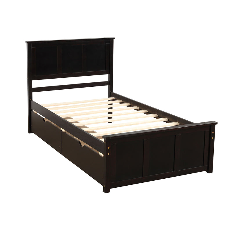 Platform Storage Bed With 2 Wheel Base Drawers