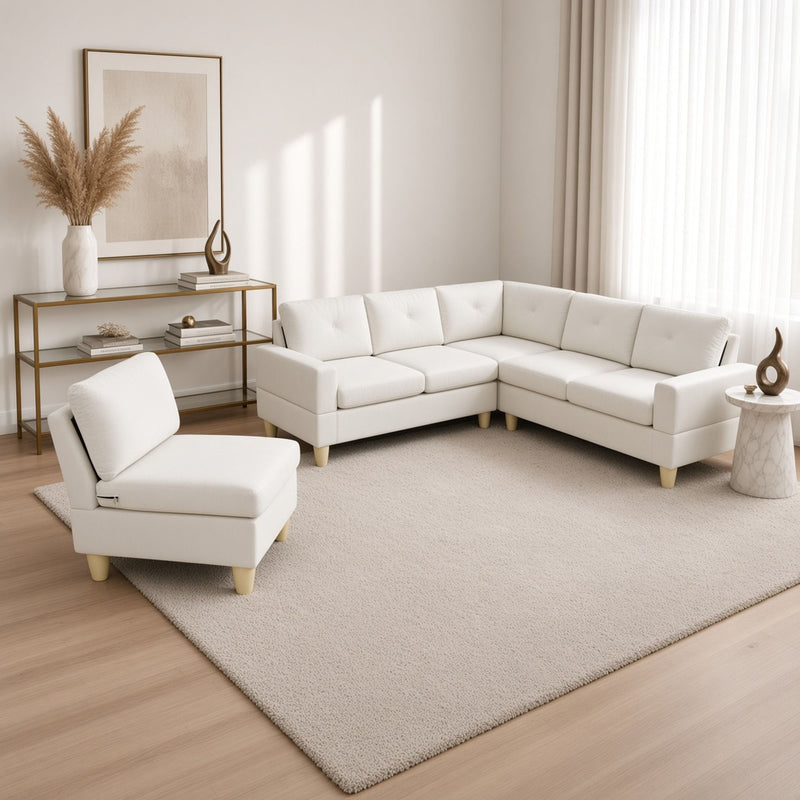 Modular L - Shaped Sectional Sofa 6 Seater 4 Piece Couch With Chaise
