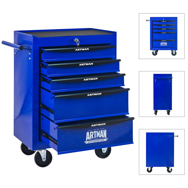 Rolling Metal Tool Chest With Drawers, Steel Storage Cabinet With Ball Bearing Slides