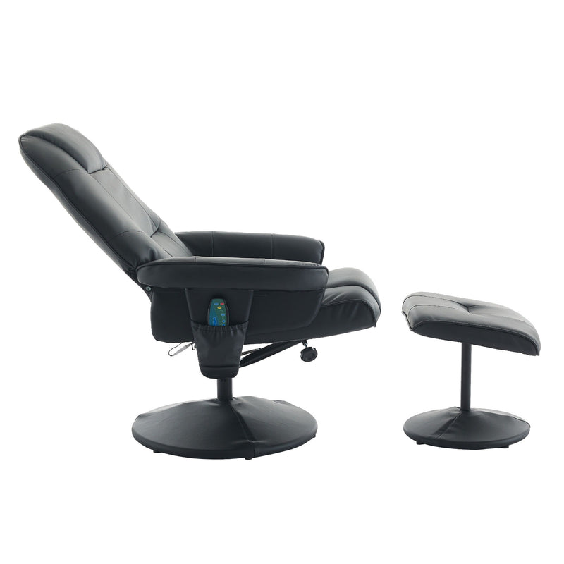 360° Swivel Reclining Chair With Wrapped Base, 5 Point Vibration Massage