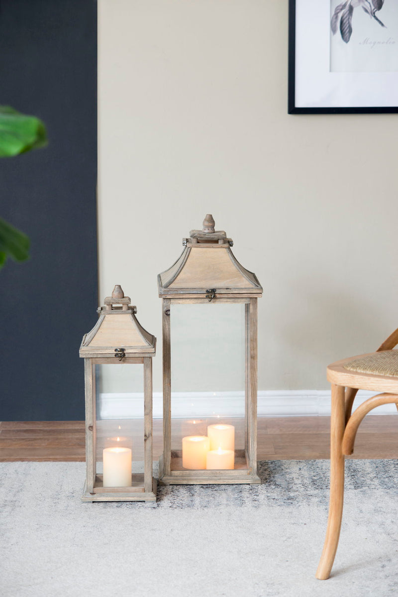 Candle Lantern Decorative, Hurricane Lantern Holder Decor For Indoor Outdoor, Home Garden Wedding - Ivory