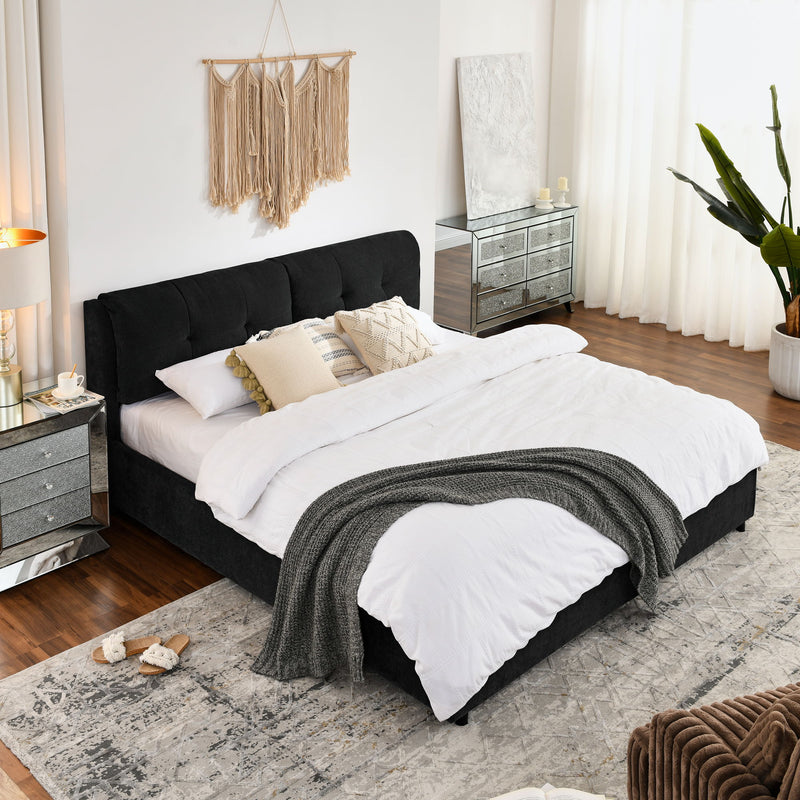 Storage Upholstered Hydraulic Platform Bed With Integrated Headboard