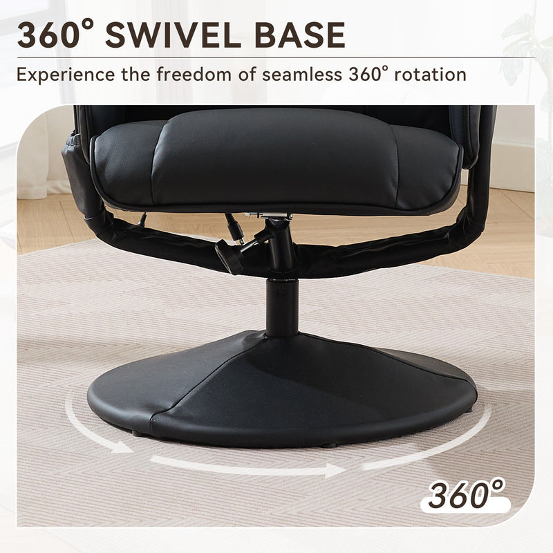 360° Swivel Reclining Chair With Wrapped Base, 5 Point Vibration Massage