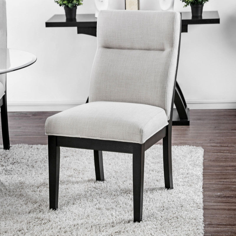 2 Tone Chairs With Tapered Legs (Set of 2) - Beige / Black / Black
