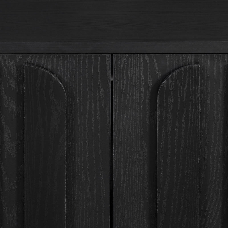 Farmhouse TV Stand, Storage Media Console With Adjustable Shelves & 3 Cable Holes