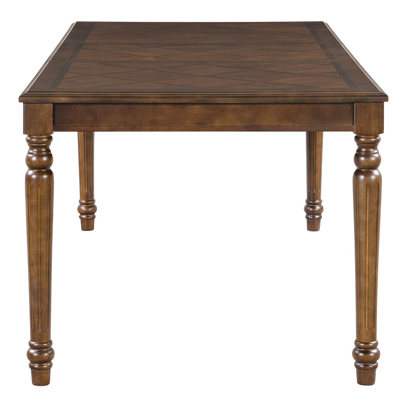 Rectangular Dining Table With Framed Top And Turned Legs - Walnut