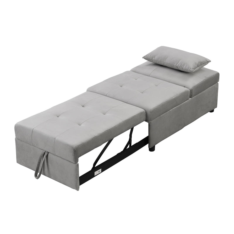 Folding Ottoman Sofa Bed - Gray