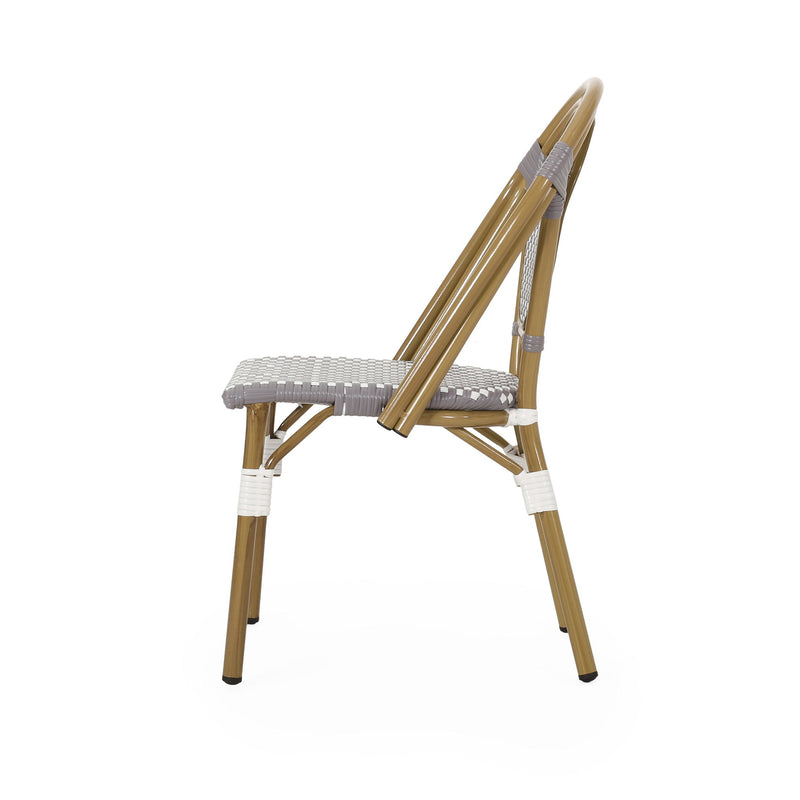 Outdoor Rattan And Aluminum French Bistro Chair Set