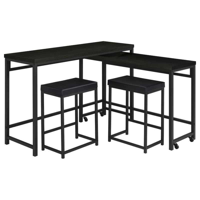 Klekner - 4 Piece Counter Height Table Set With Nesting Tables And Backless Stools - Charcoal