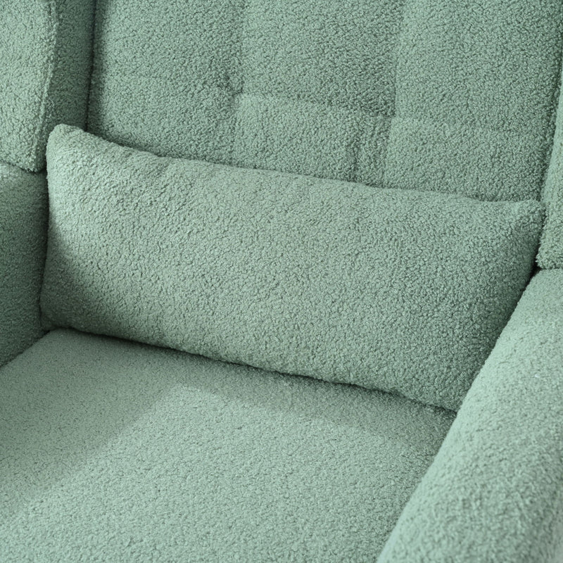 Modern Accent Chair, Teddy Fabric Living Room Chairs Comfy Reading Chair, Mid Century Accent Chair, Lounge Arm Chairs Armchair For Living Room Bedroom - Light Green