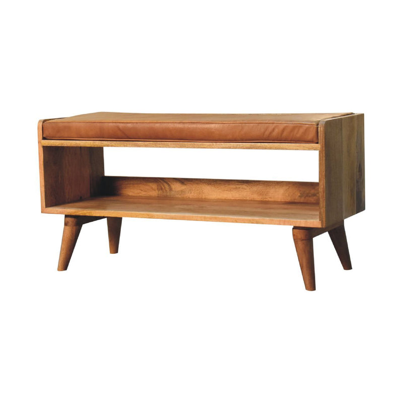 Solid Wood Bench With Upholstered Sea