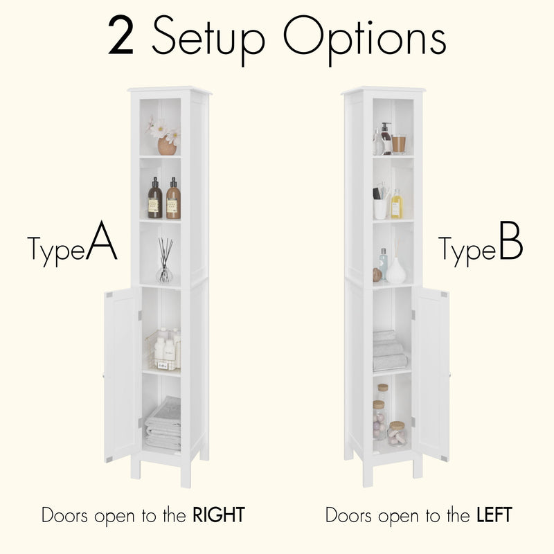 Slim Tall Bathroom Storage Cabinet With Adjustable Shelves, Anti Tip Freestanding Cabinet - White