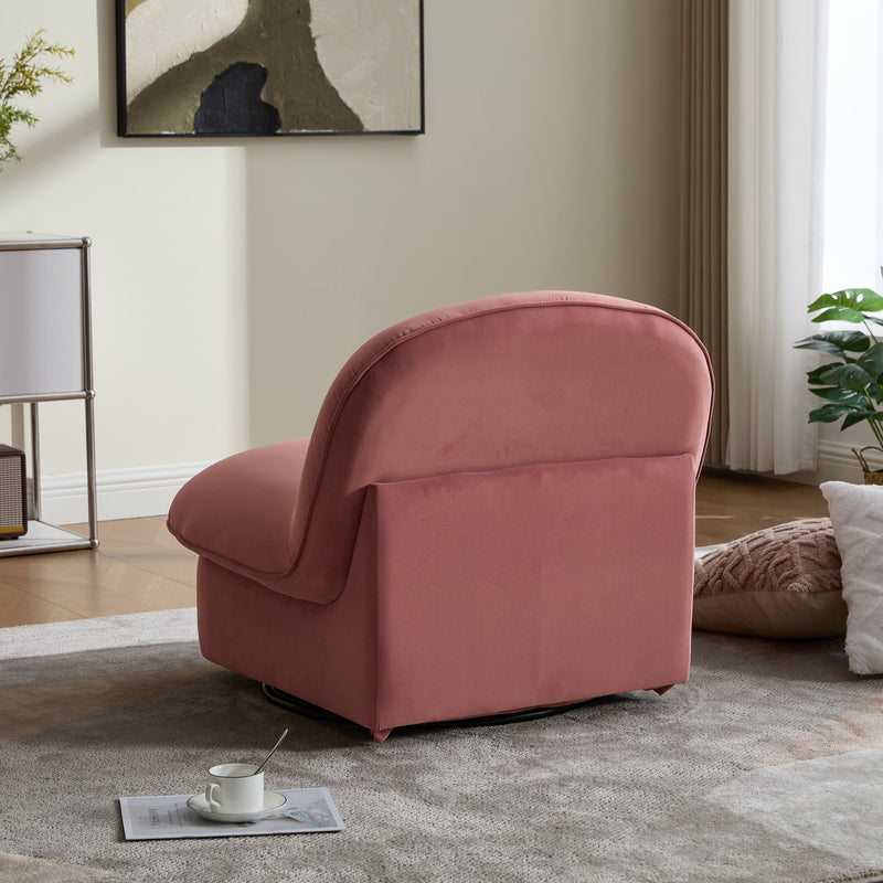 Pumpkin Shaped Swivel Accent Chair, 360 Degree Rotation For Living Room