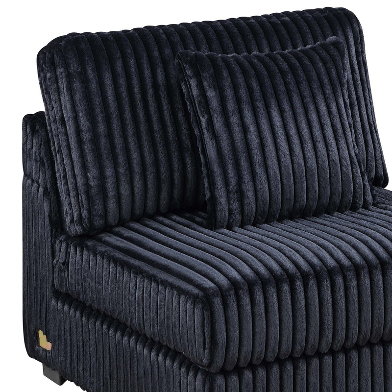 6 Piece Modular Sectional Sofa Set Upholstered Living Room Plush Couch With Cup Holders And USB Port - Black