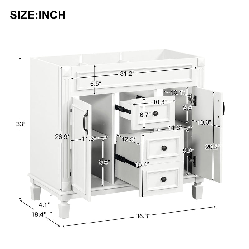 Bathroom Vanity Cabinet With 2 Soft Closing Doors And 2 Drawers