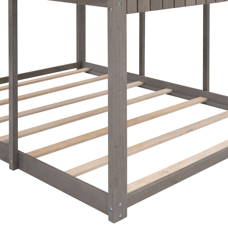 Bunk Bed With Roof, Window, Guardrail, Ladder
