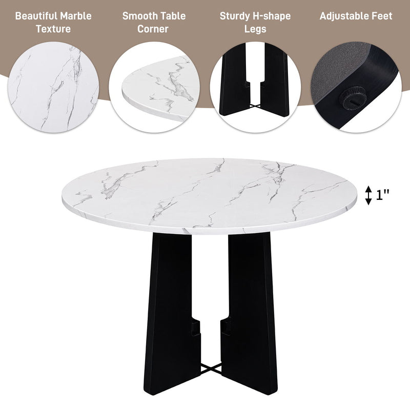 5 Piece Round Dining Table Set, Modern Dining Table And 4 Upholstered Chairs For Dining Room