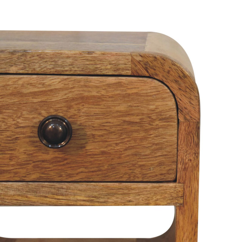 Mini California Curved Nightstand Wth Lower Slot