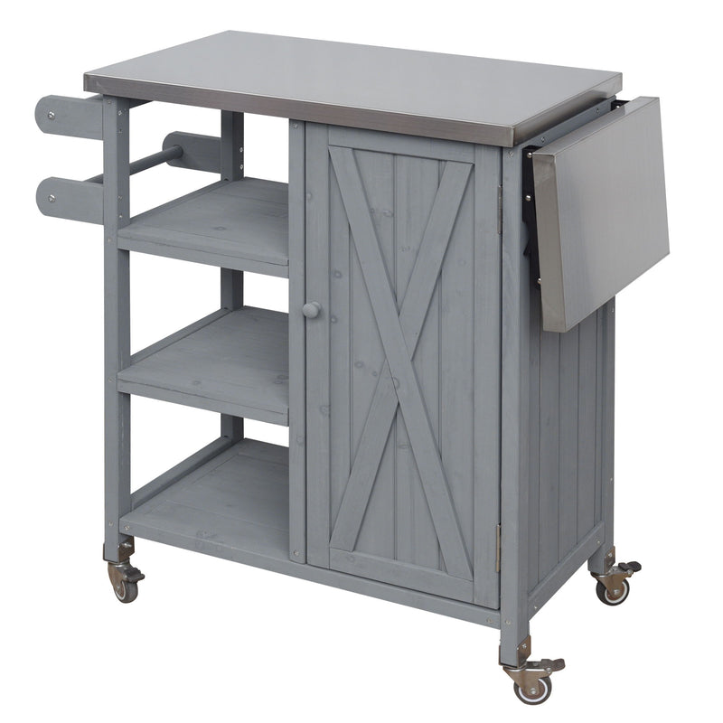 Foldable Outdoor Kitchen Island With Storage Cabinet