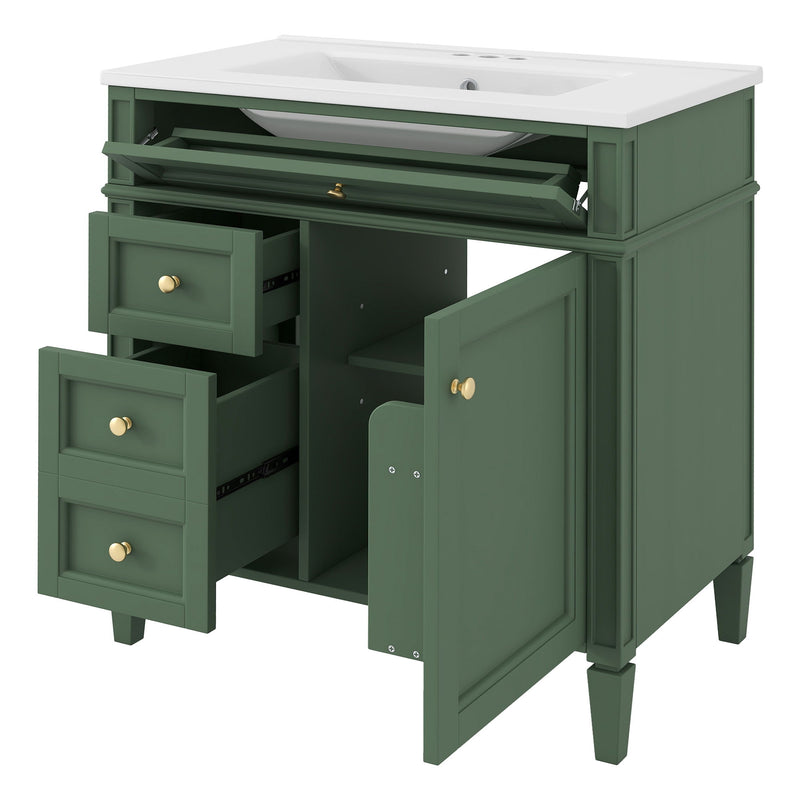 Bathroom Vanity With Top Sink, Storage Cabinet With 2 Drawers, Tip Out Drawer